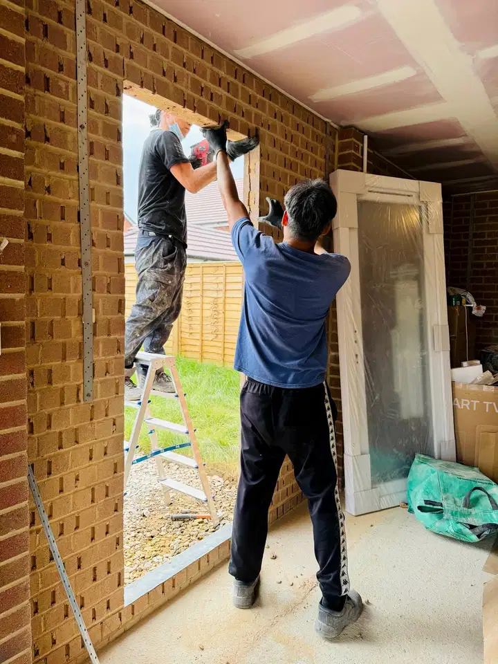 Construction team working on an opening